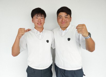 ＫＢＣオーガスタゴルフトーナメント２０２２に出場する隆徳館６年生の林田直也くんと山下竜弥くん